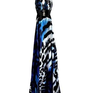 Vintage Cache‎ 2012  Vibrant Blue and Black Animal Print Patterned  Dress